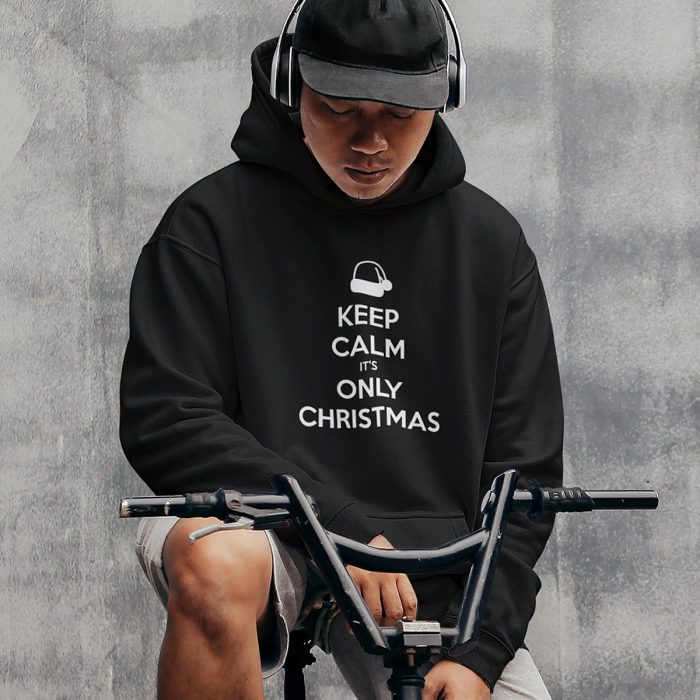 Foute Kerst Hoodie Zwart Keep Calm It's Only Christmas