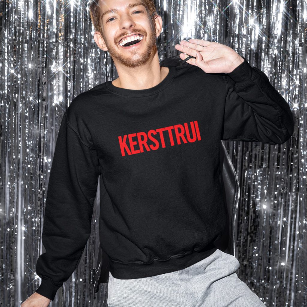 Foute Kersttrui Zwart Met Tekst Red