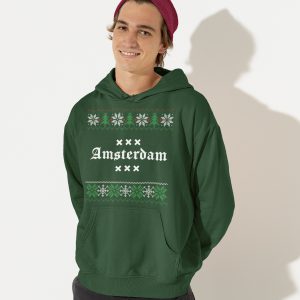 Amsterdam Kerst Hoodie Groen Snowy Trees