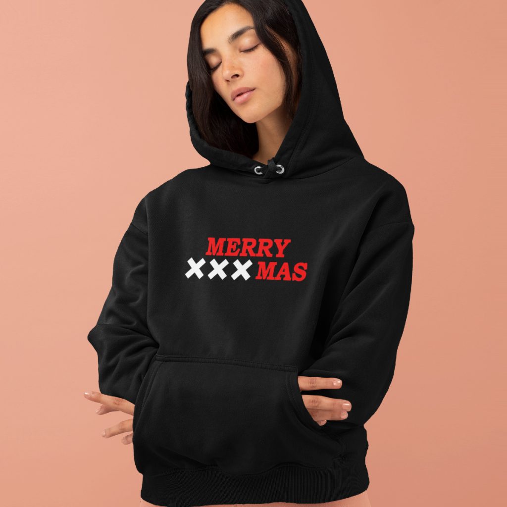Amsterdam Kerst Hoodie Zwart Merry XXXmas
