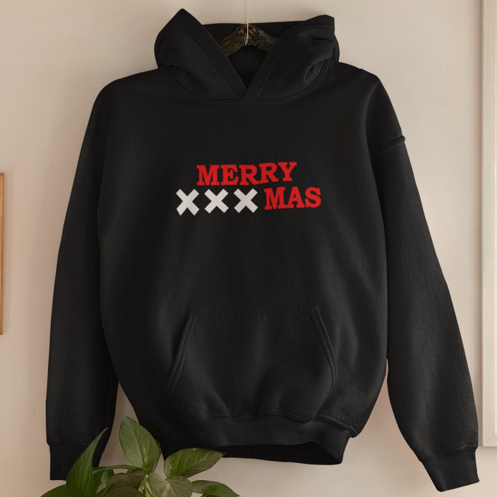Amsterdam Kerst Hoodie Zwart Merry XXXmas Product