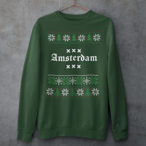 Amsterdam Kersttrui Groen Snowy Trees Product
