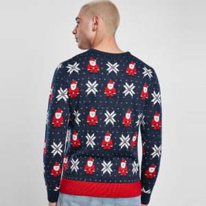 Foute Kersttrui Heren Blauw Kerstman Achterkant