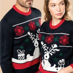 Foute Gebreide Kersttrui Klassiek Rendier Nightnavy