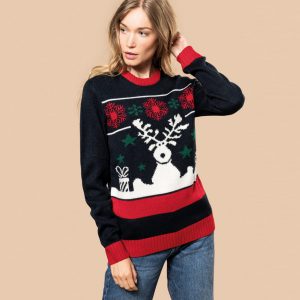 Foute Kersttrui Klassiek Rendier Nightnavy Dames