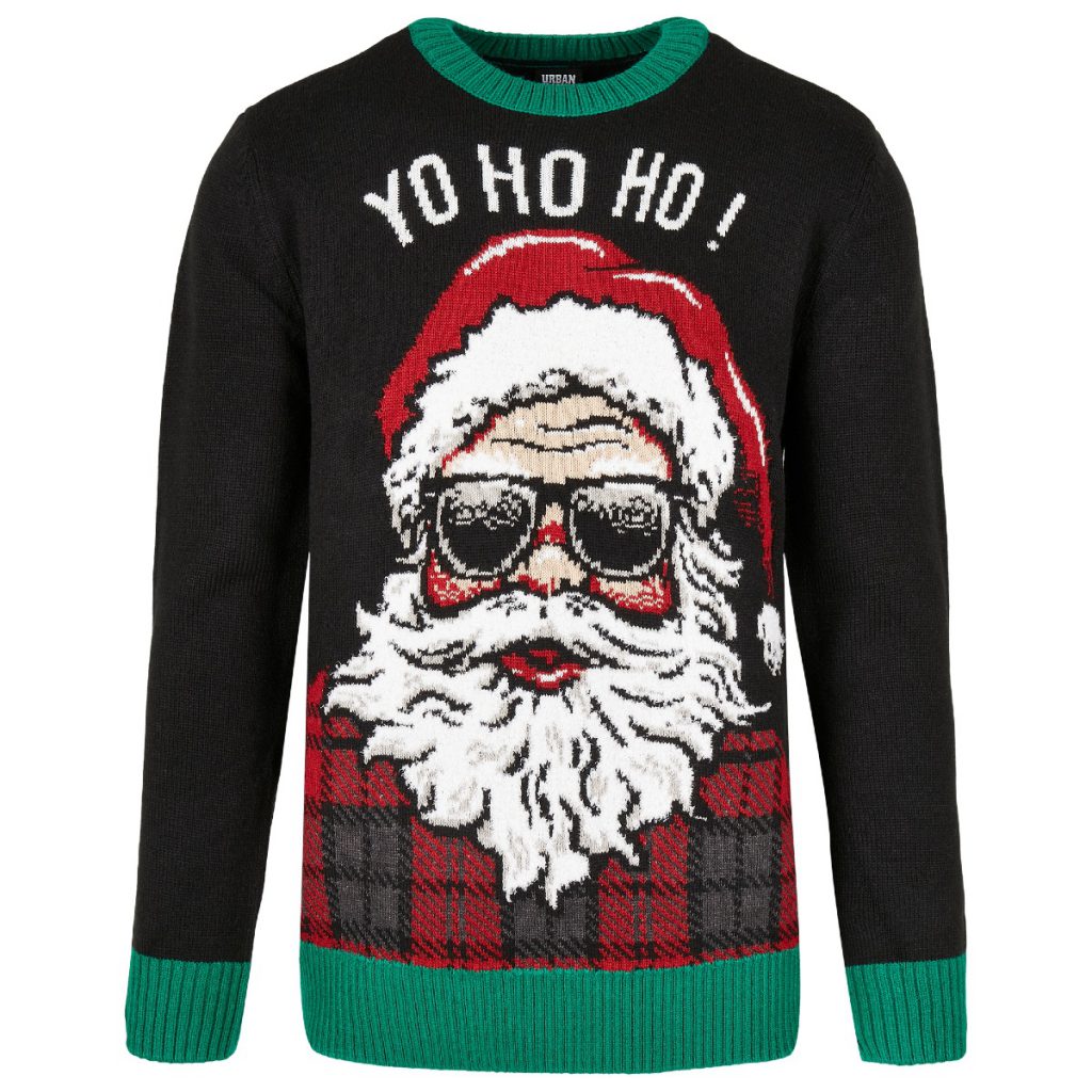Foute Kersttrui Zwart Yo Ho Ho Productfoto