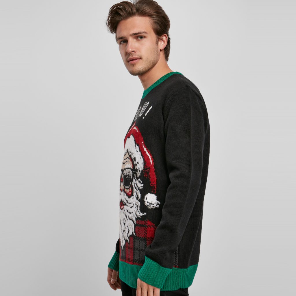 Foute Kersttrui Zwart Yo Ho Ho Zijkant