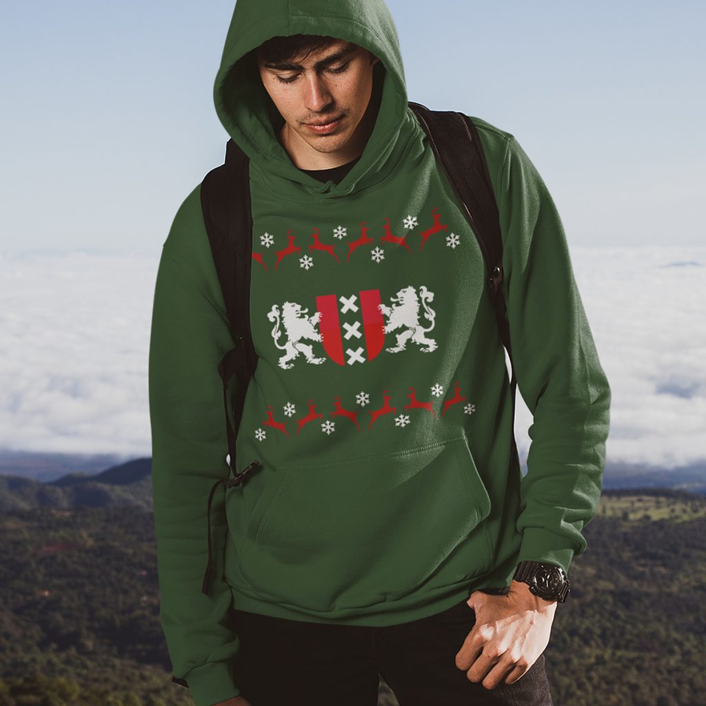 Groene Kerst Hoodie Wapen van Amsterdam