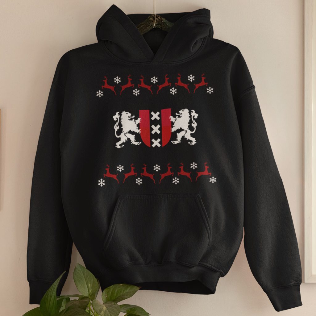 Zwarte Kerst Hoodie Wapen van Amsterdam Productfoto