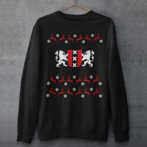 Zwarte Kersttrui Wapen van Amsterdam Productfoto