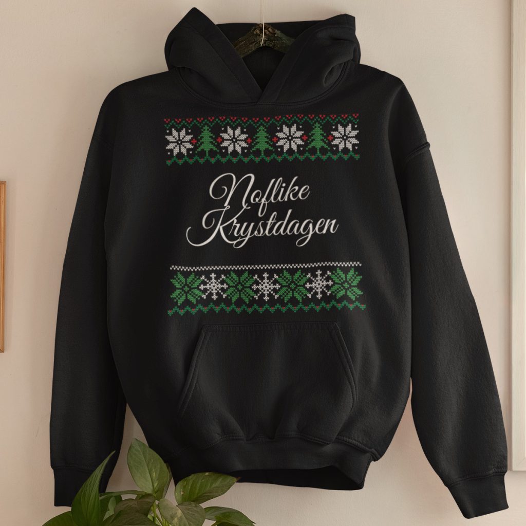 Friese Kerst Hoodie Zwart Noflike Krystdagen Snowy Trees Product