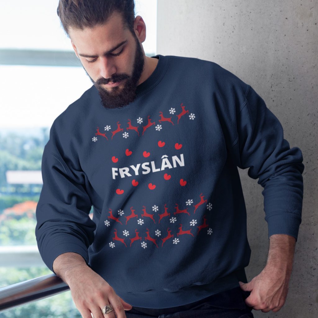 Friese Kersttrui Navy Fryslan Rendieren