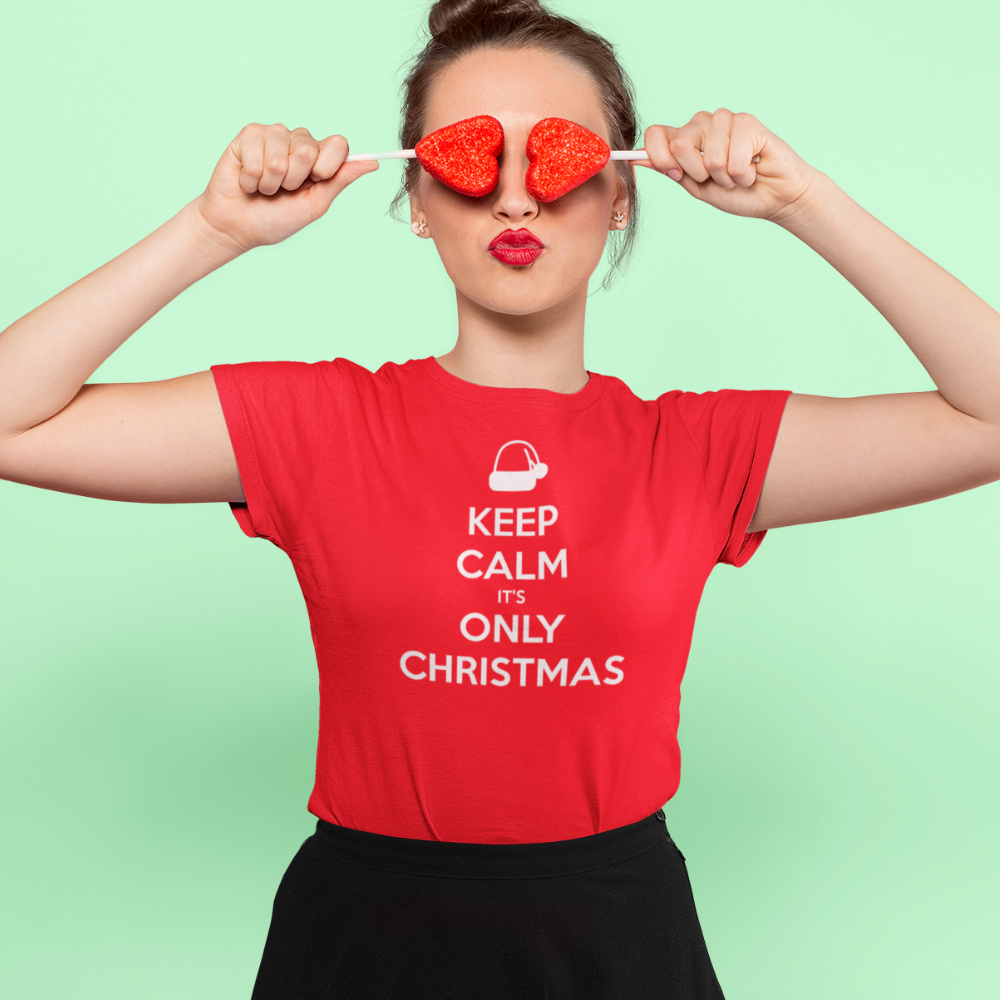 KERST T-SHIRT KEEP CALM IT’S ONLY CHRISTMAS