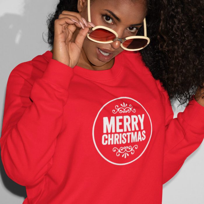Kerst Trui Rood Merry Christmas Round