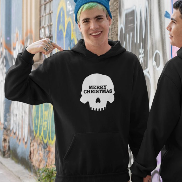 Zwarte-Kerst-Hoodie Skull Print