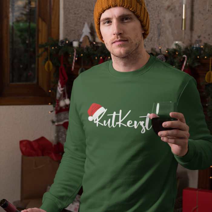 Kersttrui Kutkerst Met Kerstmuts In Rood, Groen En Zwart
