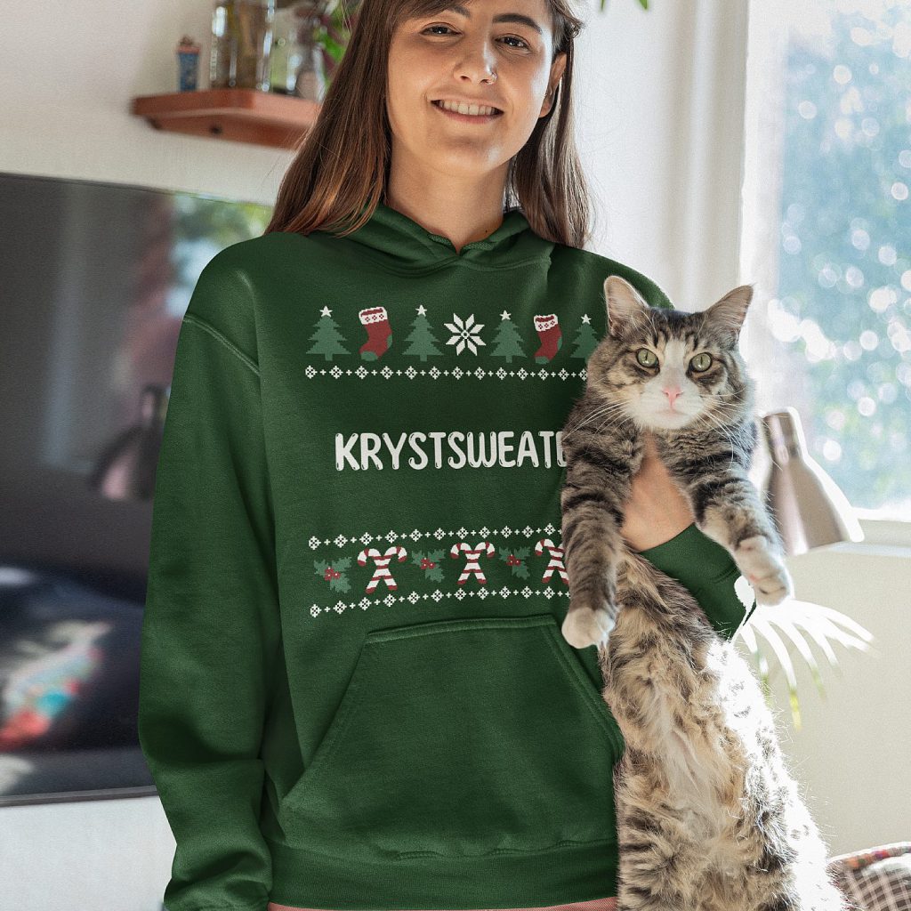 Friese Kerst Hoodie Groen Candy Cane Krystsweater