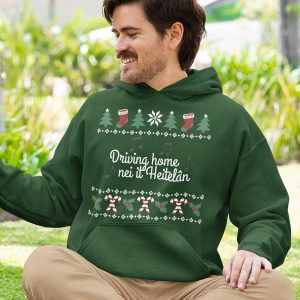 Friese Kerst Hoodie Groen Driving Home Nei It Heitelan