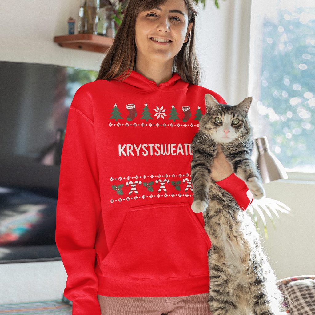 Friese Kerst Hoodie Rood Candy Cane Krystsweater