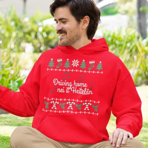 Friese Kerst Hoodie Rood Driving Home Nei It Heitelan