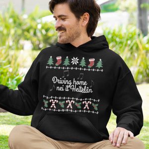 Friese Kerst Hoodie Zwart Driving Home Nei It Heitelan