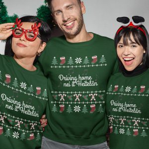 Friese Kersttrui Groen Candy Cane Driving Home Nei It Heitelan