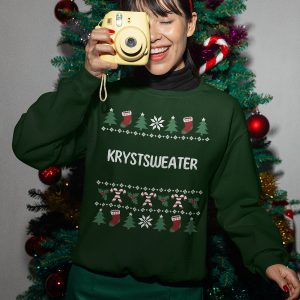 Friese Kersttrui Groen Zwart Candy Cane Krystsweater