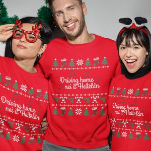 Friese Kersttrui Rood Groen Candy Cane Driving Home Nei It Heitelan