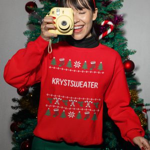 Friese Kersttrui Rood Zwart Candy Cane Krystsweater