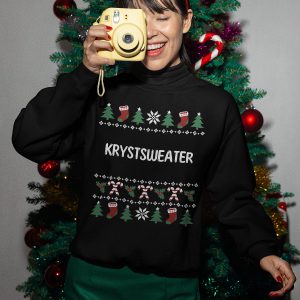 Friese Kersttrui Zwart Candy Cane Krystsweater