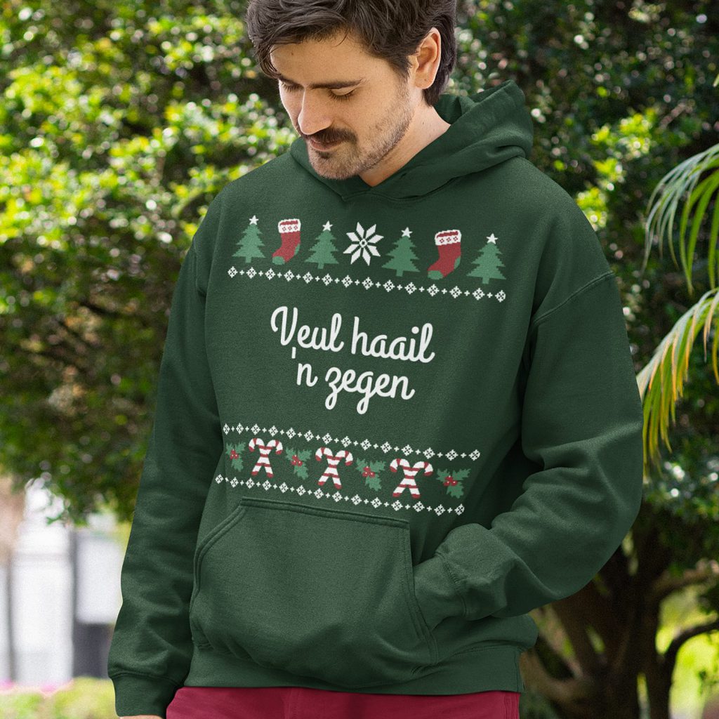 Groningse Kerst Hoodie Groen Veul Haail En Zegen