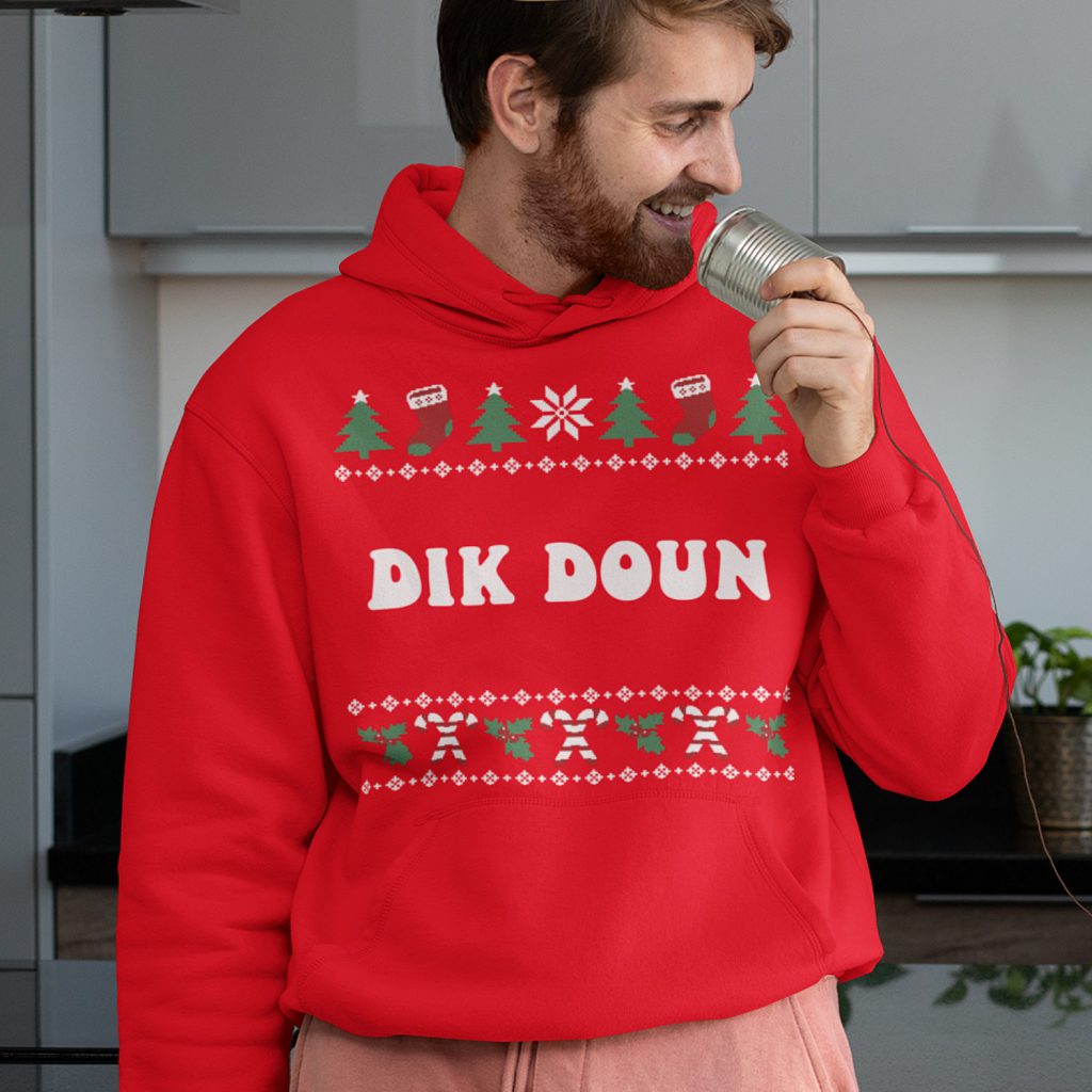 Groningse Kerst Hoodie Rood Dik Doun