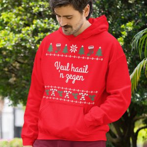 Groningse Kerst Hoodie Rood Veul Haail En Zegen