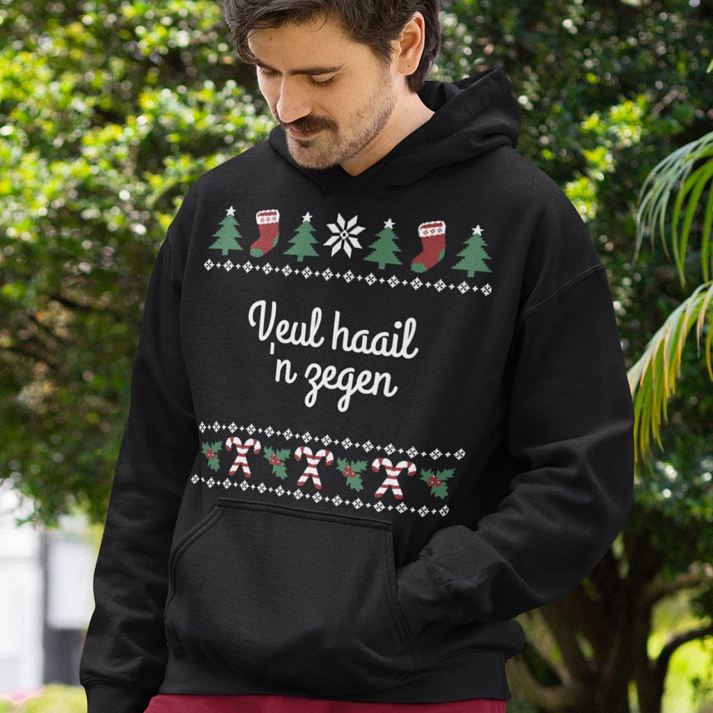 Groningse Kerst Hoodie Zwart Veul Haail En Zegen