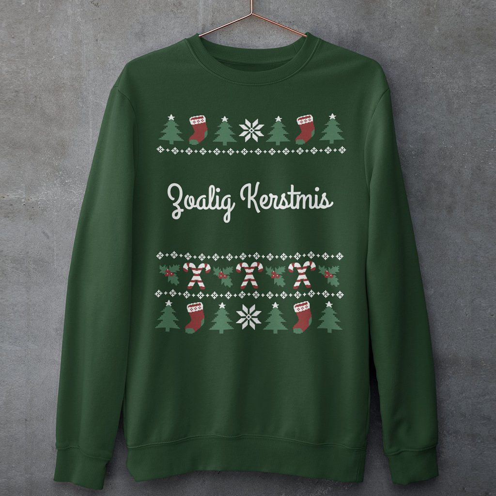 Groningse Kersttrui Groen Zoalig Kerstmis