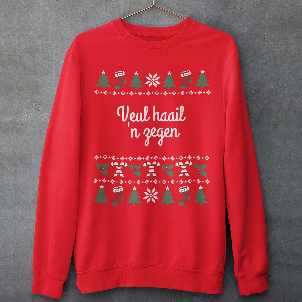 Groningse Kersttrui Rood Veul Haail En Zegen