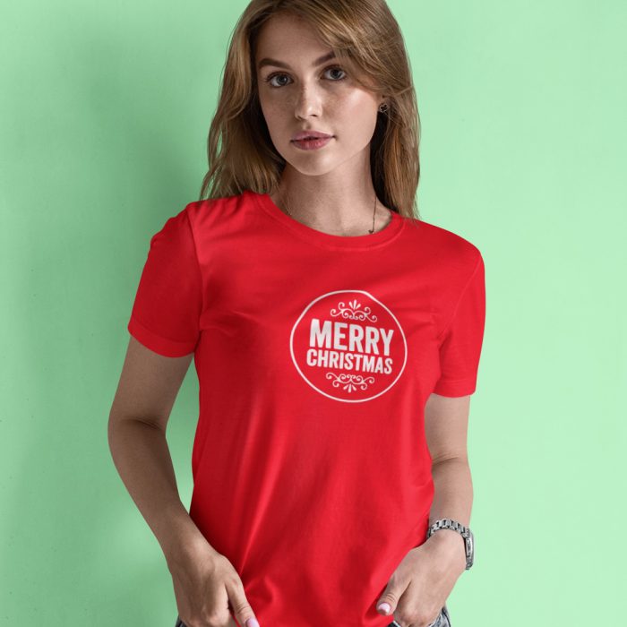 Kerst T-Shirt Merry Christmas Round