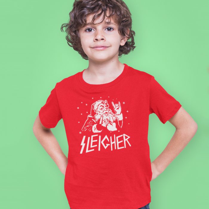 Rood Foute Kerst T-Shirt Sleigher Kind