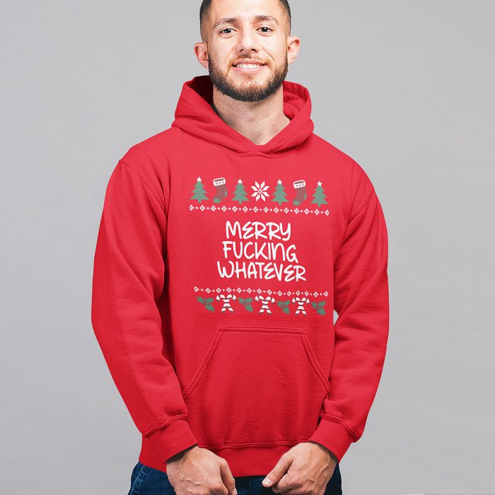 Foute Kerst Hoodie Rood Merry Fucking Whatever
