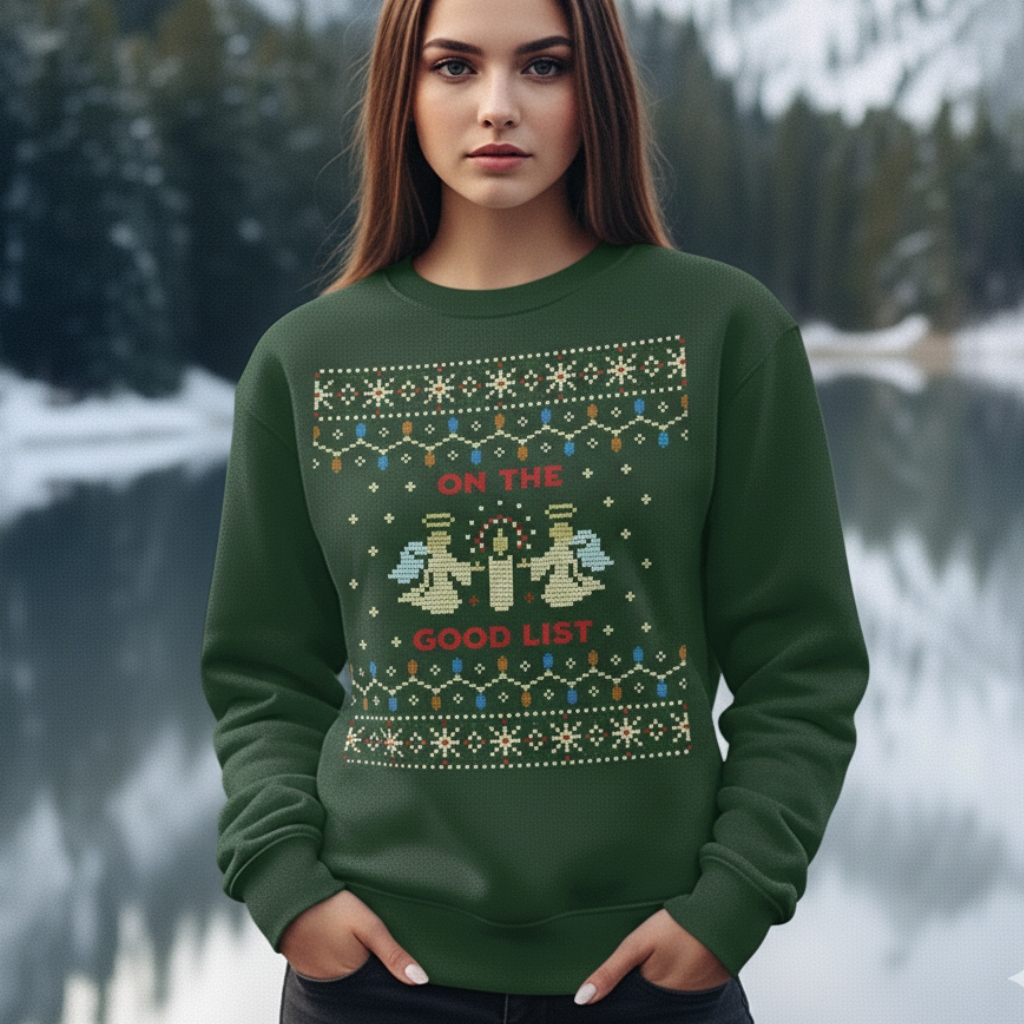 Foute Kersttrui Groen On The Good List Dames