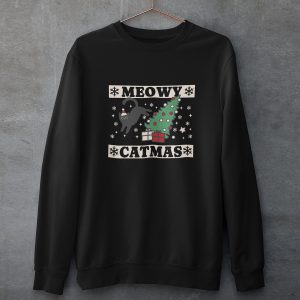 Foute Kersttrui Zwart Meowy Catmas