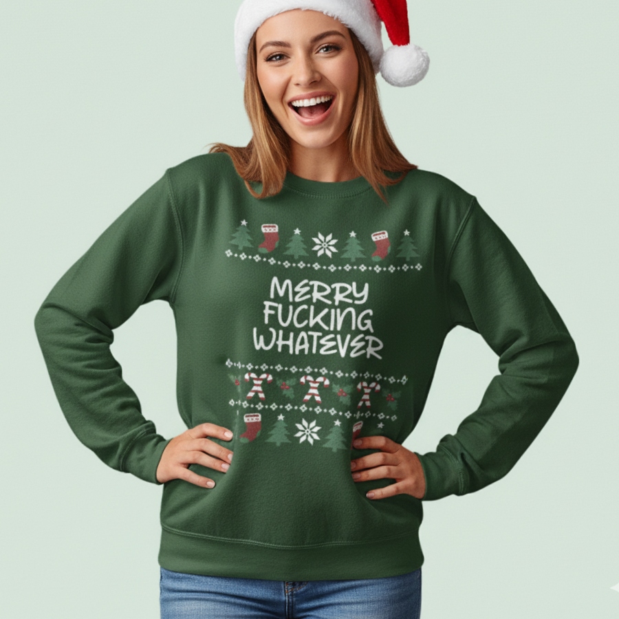 Groene Kersttrui Merry Fucking Whatever