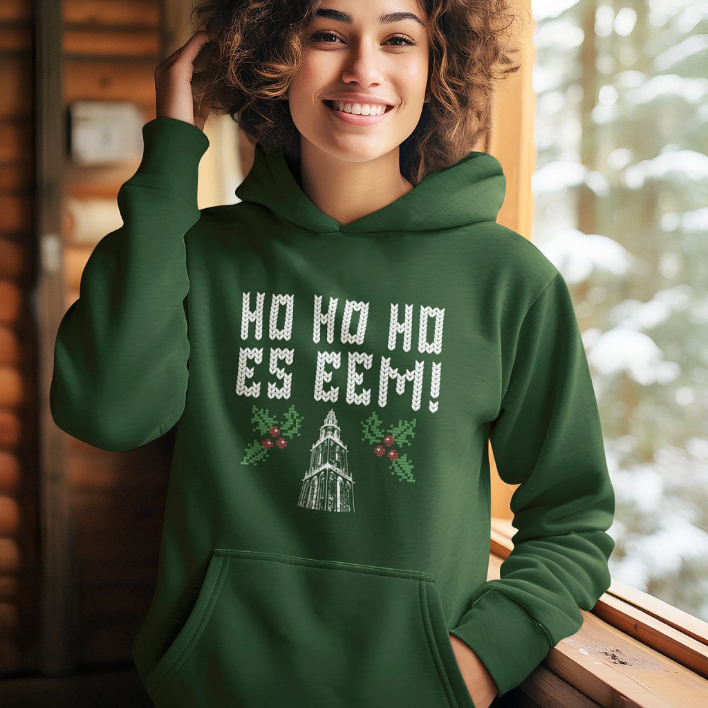 Groningen Kerst Hoodie Groen Ho Ho Ho Es Eem