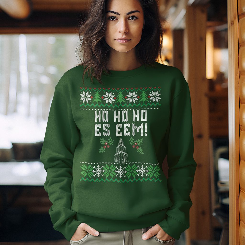 Groningse Kersttrui Groen Ho Ho Ho Es Eem