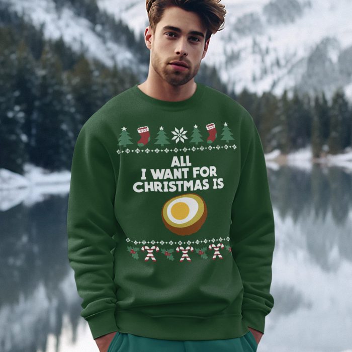 Kersttrui Groen All I Want For Christmas Is Eierbal