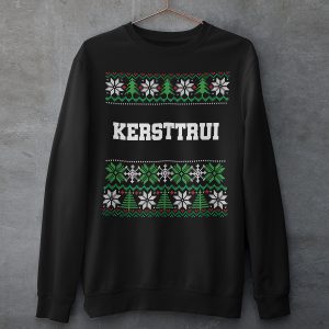 Foute Kersttrui Zwart Met Tekst Kersttrui College