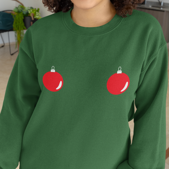 Foute Kerst Sweater Groen Kerstballen