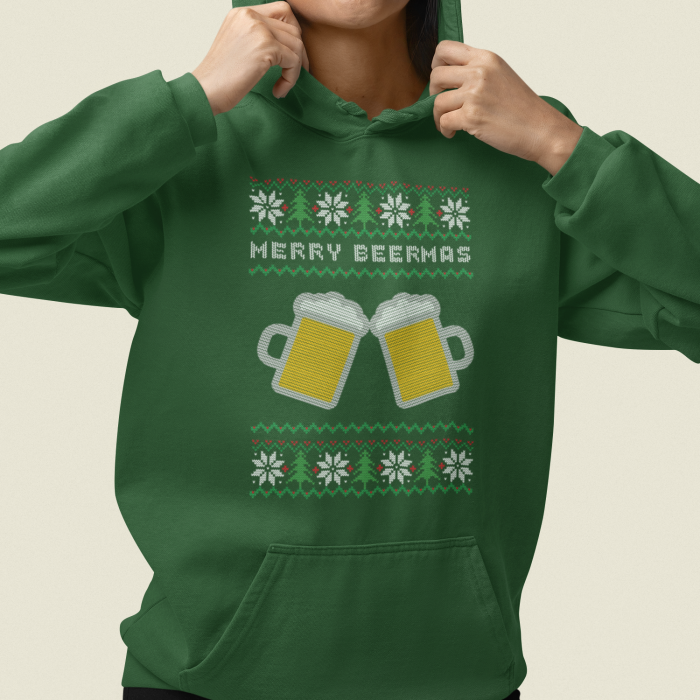 Foute Kerst Hoodie Groen Merry Beermas