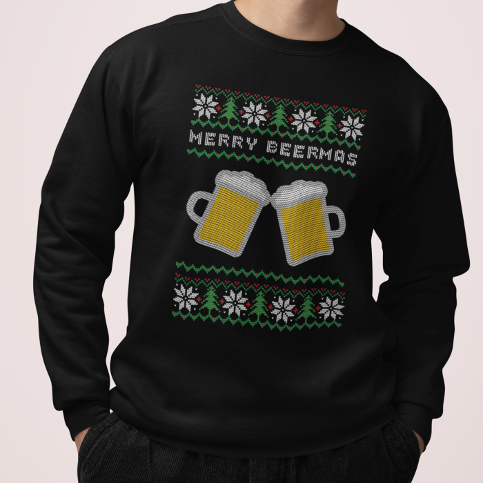 Foute Kerst Sweater Zwart Merry Beermas