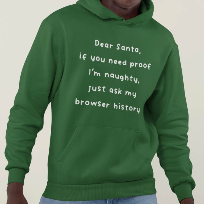 Foute Kerst Hoodie Groen Dear Santa Check My Browser History